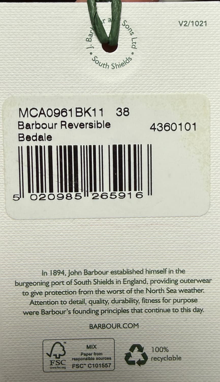 바버x아담엣로페 2way 리버서블 비데일 블랙 - 남자 38사이즈 상품이미지8