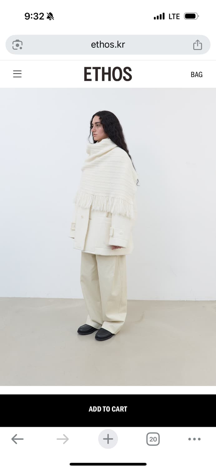 새상품) 에토스 하프넥 스트링 코트 아이보리 상품이미지4