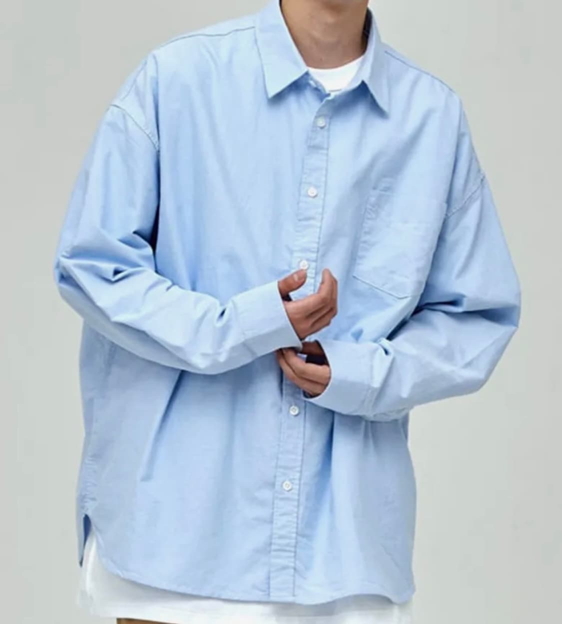 테이크이지 솔리드 옥스포드 오버셔츠(스카이블루) 상품이미지2