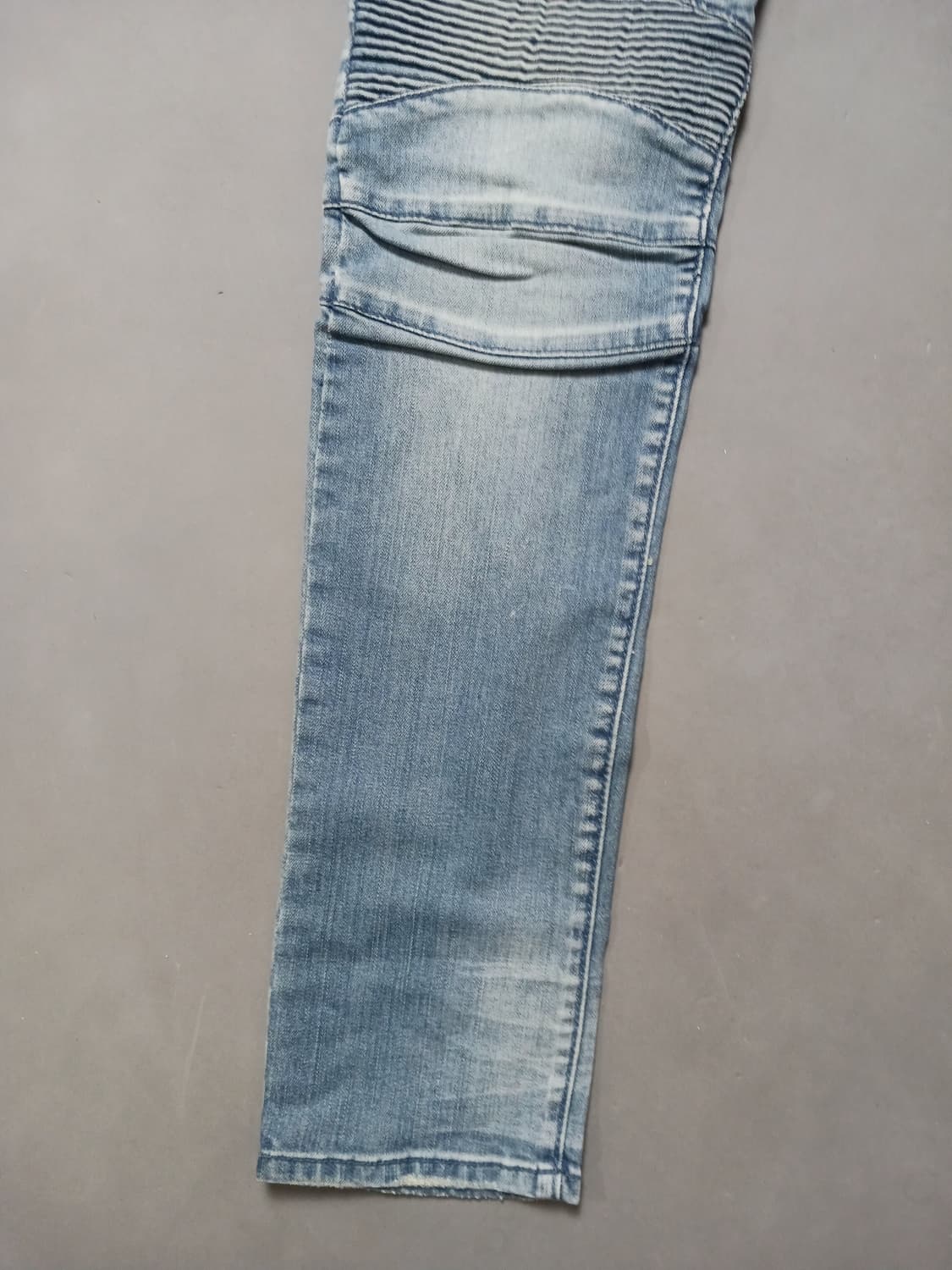 [32] 발망 연청워싱 슬림 바이커진 청바지 상품이미지3