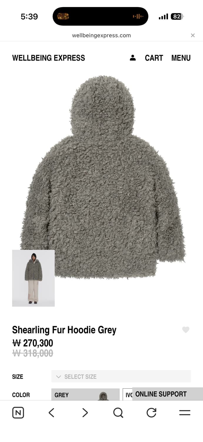 웰빙익스프레스 퍼 후디 자켓 그레이 S 상품이미지2