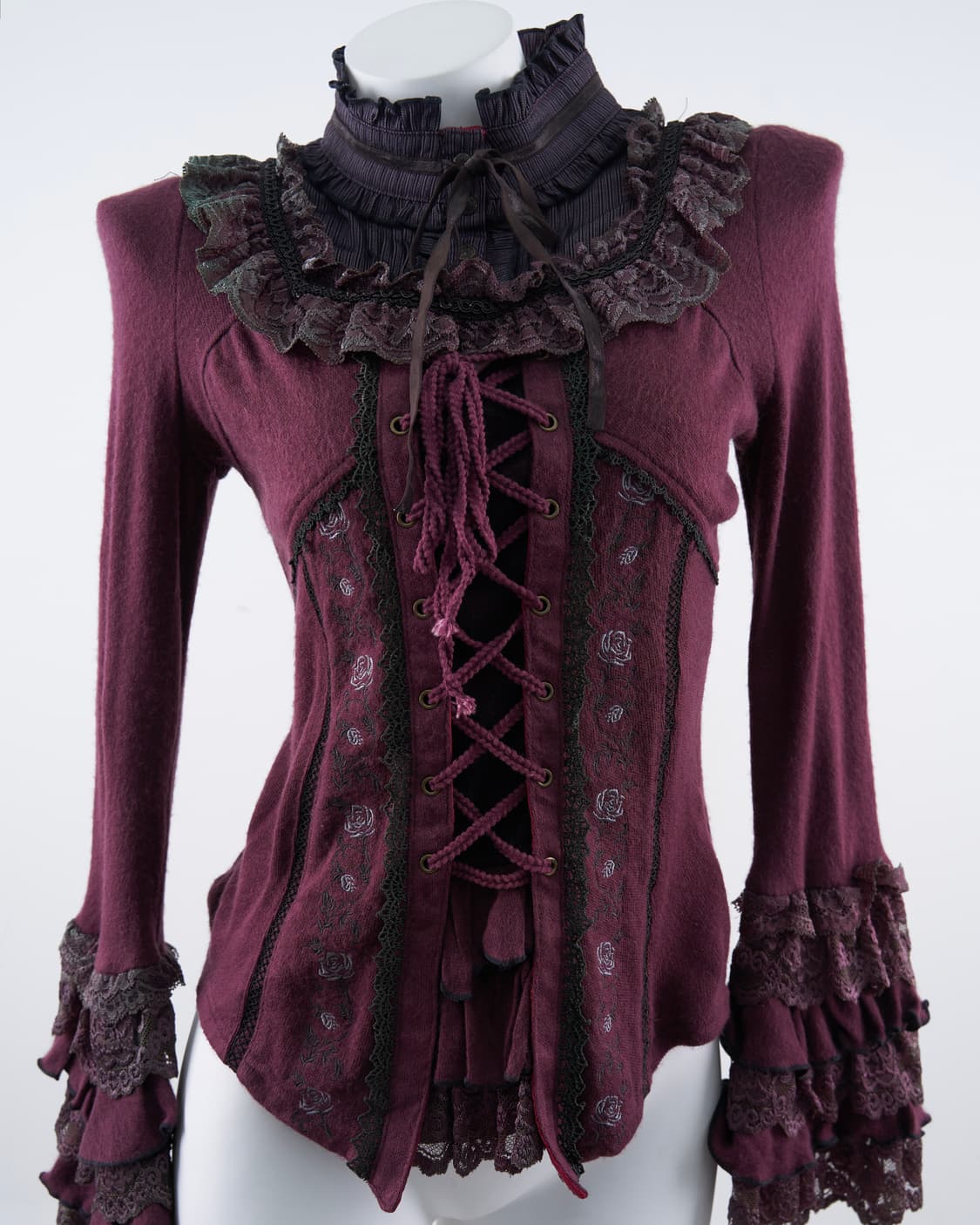 Ozz on 코르셋 리본 프릴 디테일 긴팔 슬리브리스 상품이미지5