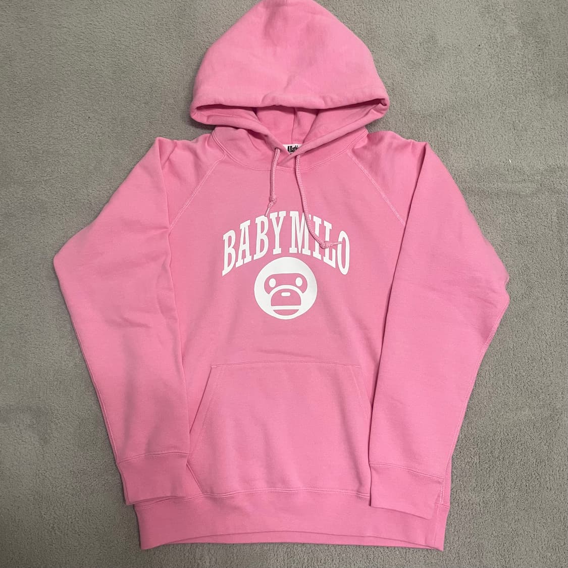S)베이프 딸기우유 베이비 마일로 후드 티셔츠 핑크 상품이미지1