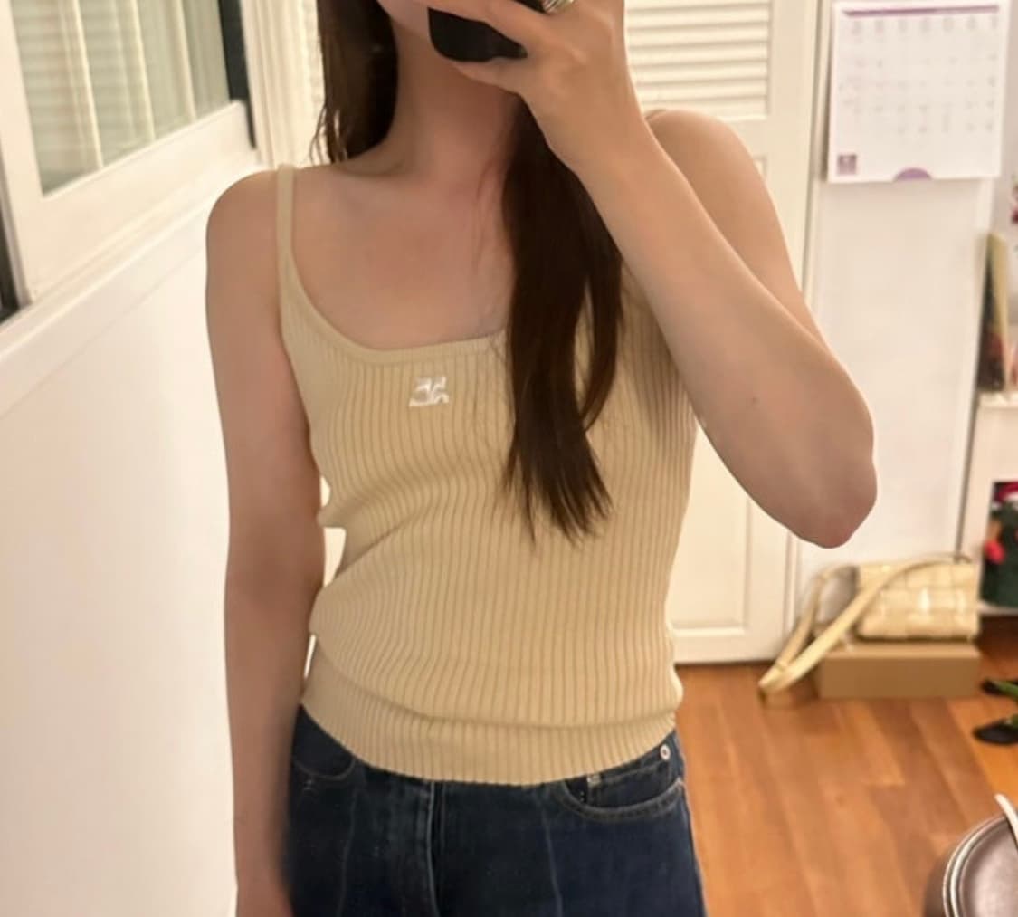 꾸레쥬 니트 나시 베이지 m  상품이미지4