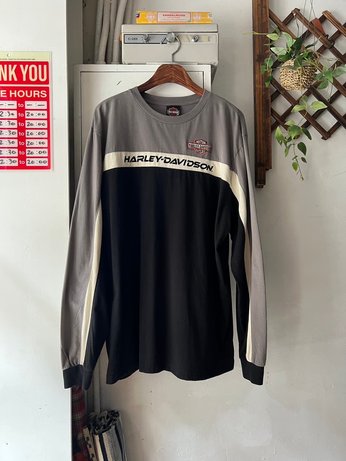 [XL]할리 데이비슨 스펠아웃 자수 로고 롱슬리브 티셔츠 상품이미지2