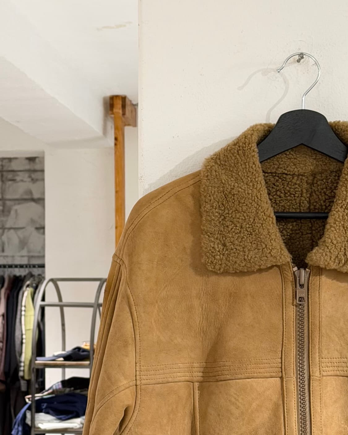 빈티지 그레잇 초이스 베이지 뉴질랜드 양가죽 집업 무스탕 상품이미지2