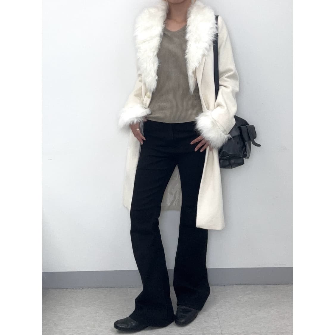 빈티지 화이트 울 코트 상품이미지4