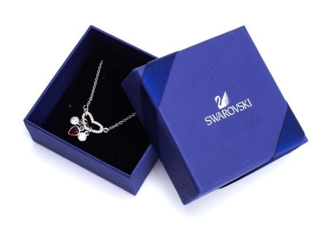 새상품) 스와로브스키 레드 하트 참 네크리스 실버 은 금 골드 다이아 티 상품이미지2