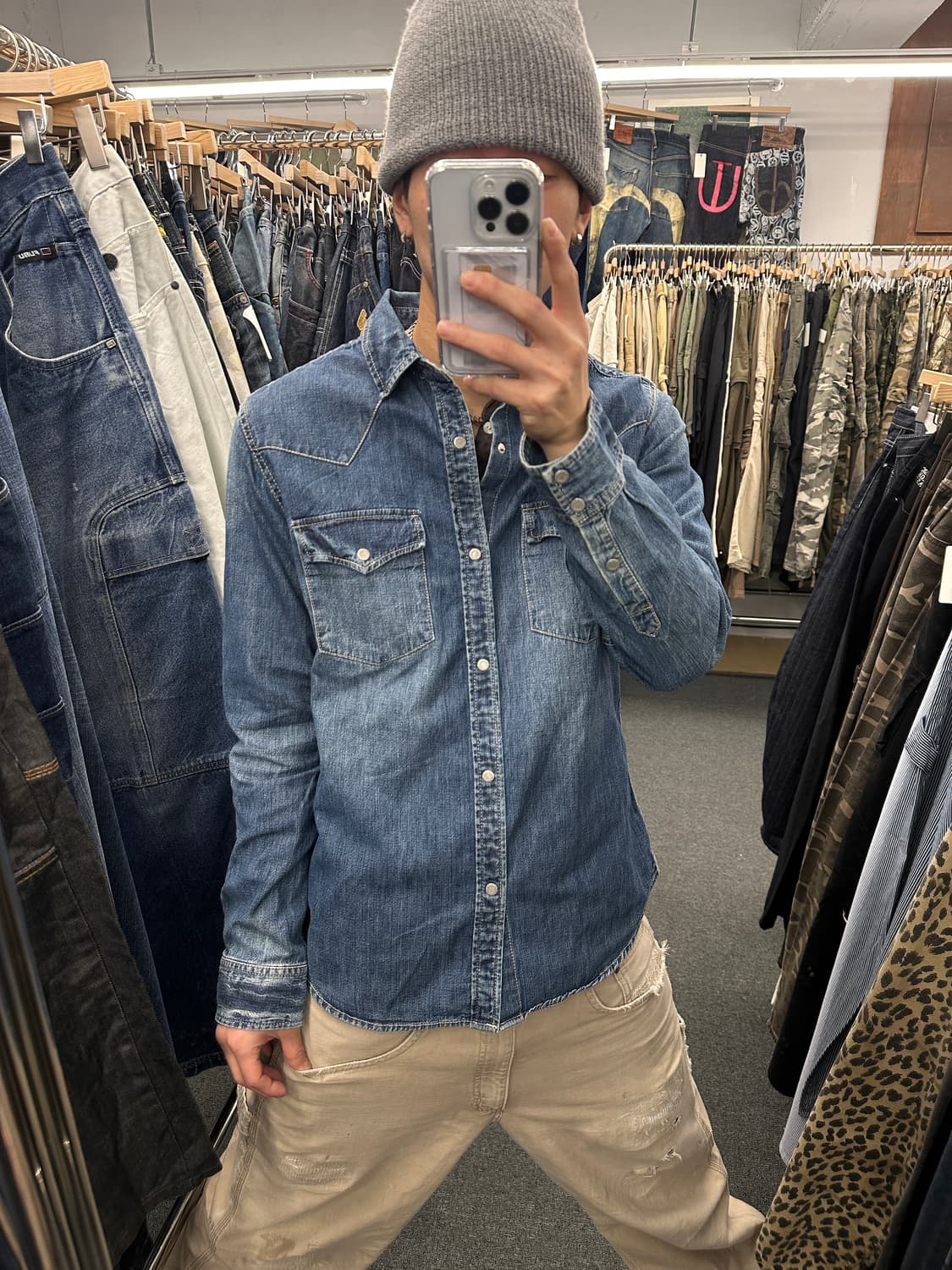 LL) STOOGE & Co 워싱 웨스턴 데님셔츠 상품이미지1