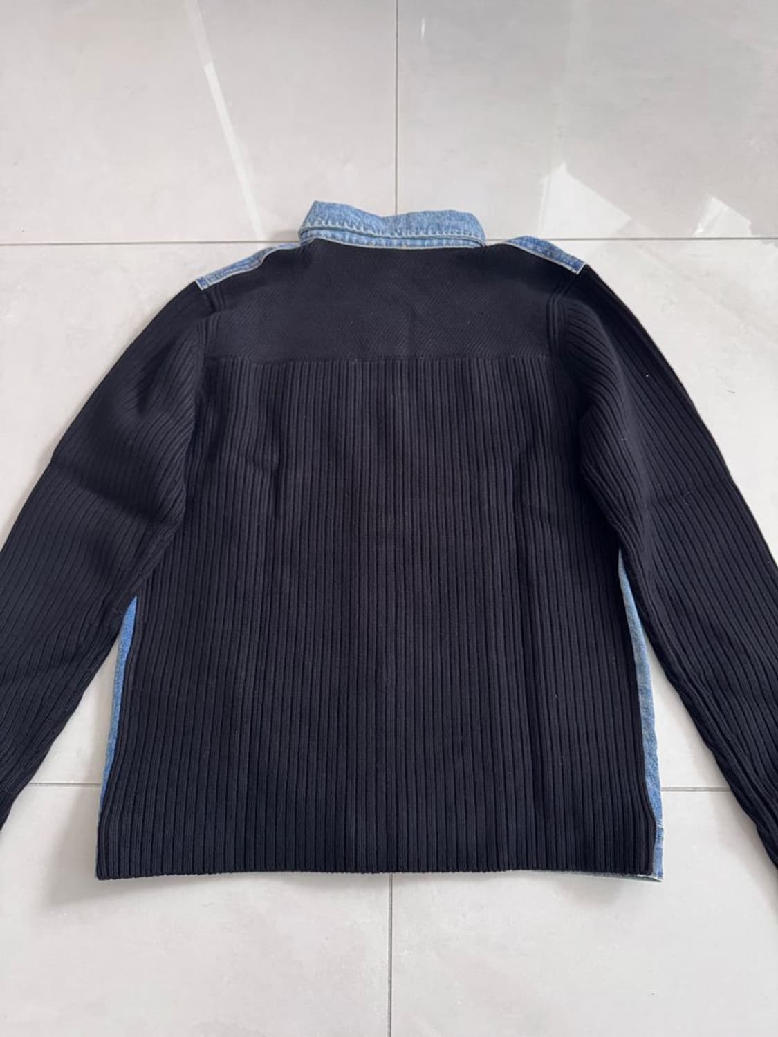 DENIM PANEL SLIM JACKET 데님 패널 슬림핏 니트 재킷 상품이미지2