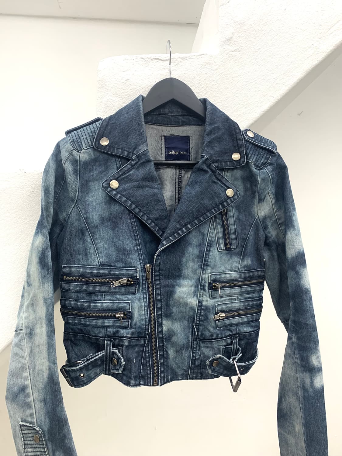 Ice bleached denim rider jacket  상품이미지6