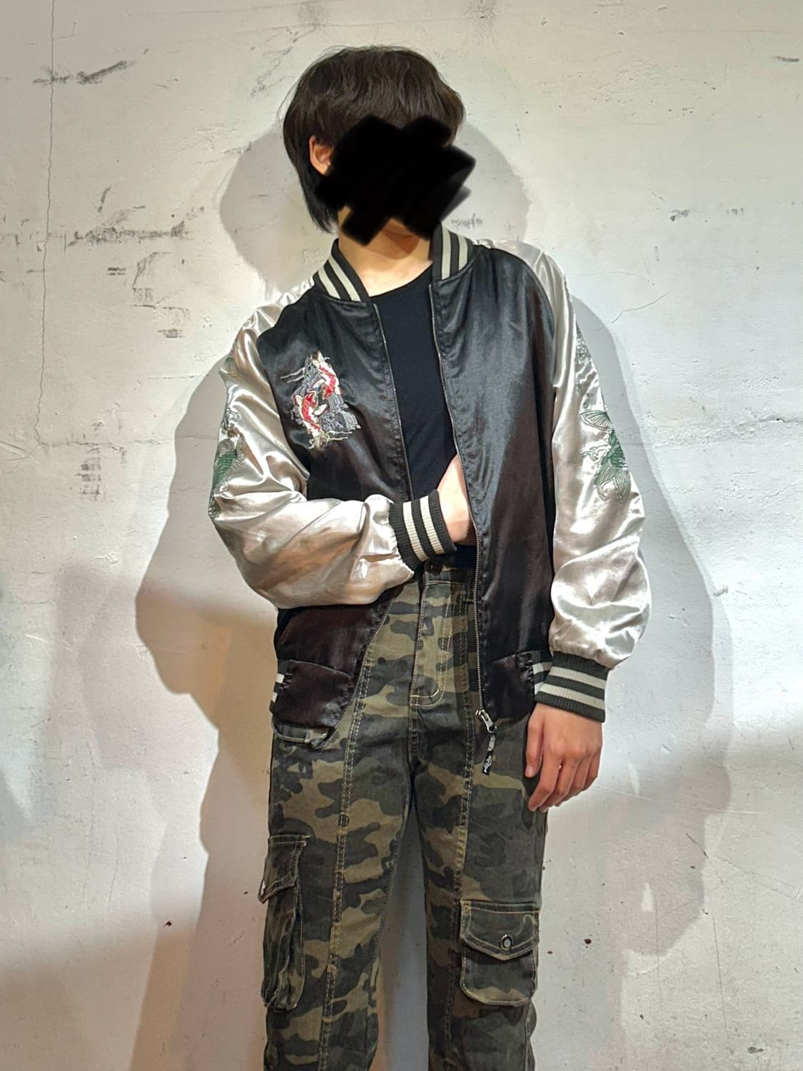 Jpn 일본 빈티지 오리엔탈 자수 스카잔 M 상품이미지2