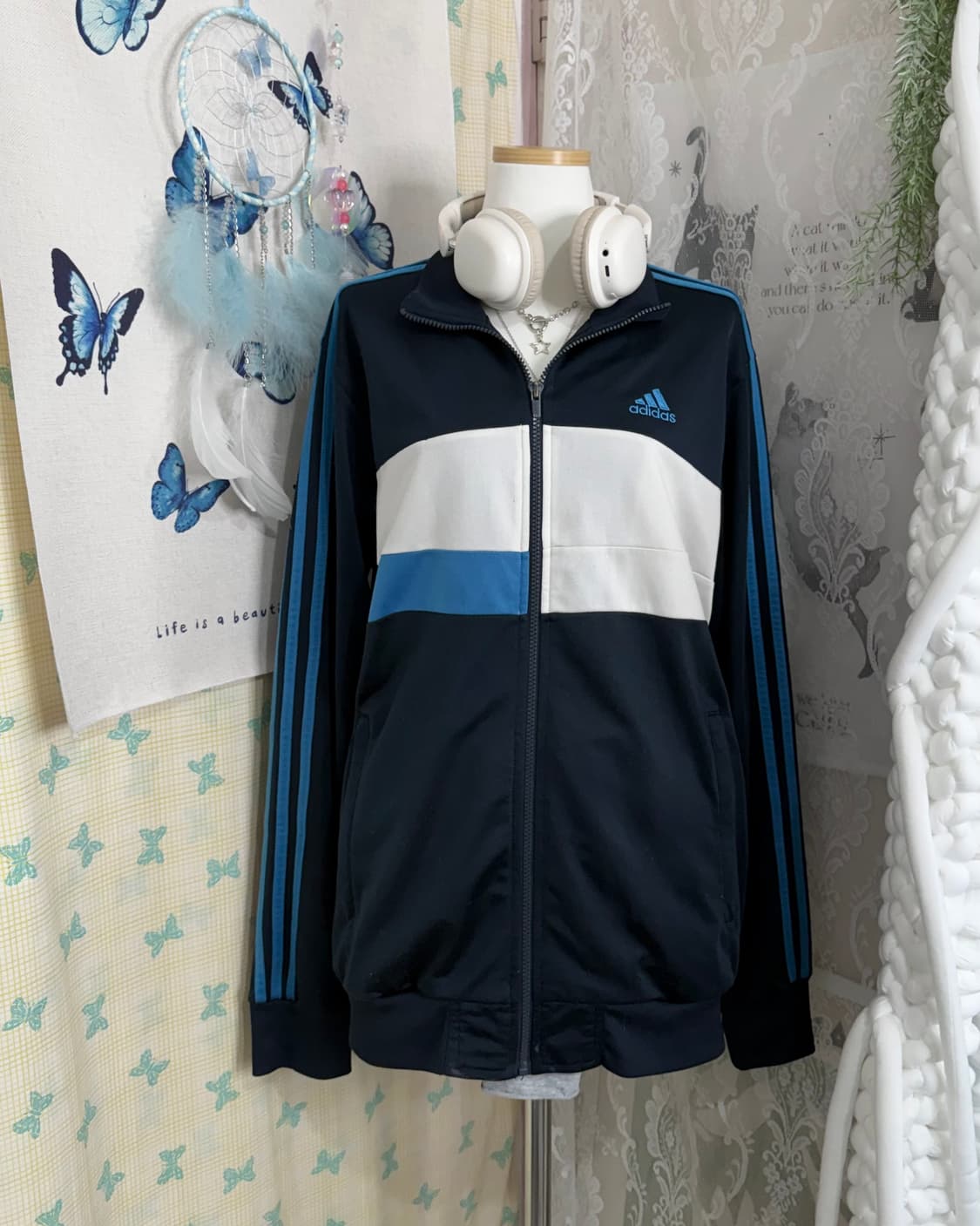 아디다스 네이비 & 블루 오버핏 져지 상품이미지3