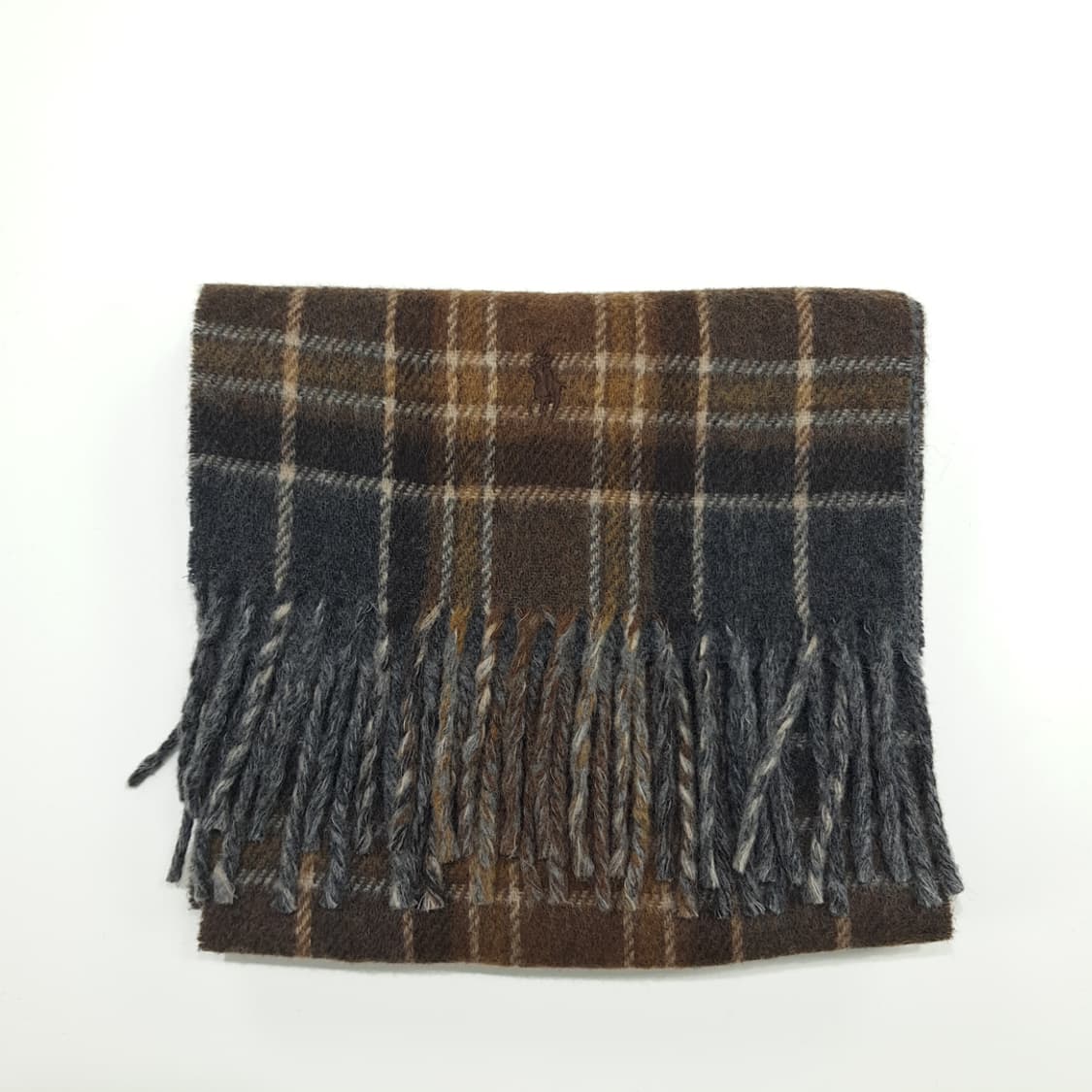 MX223 폴로 랄프로렌 브라운 체크 헤링본 램스울 양면 목도리 머플러 상품이미지7