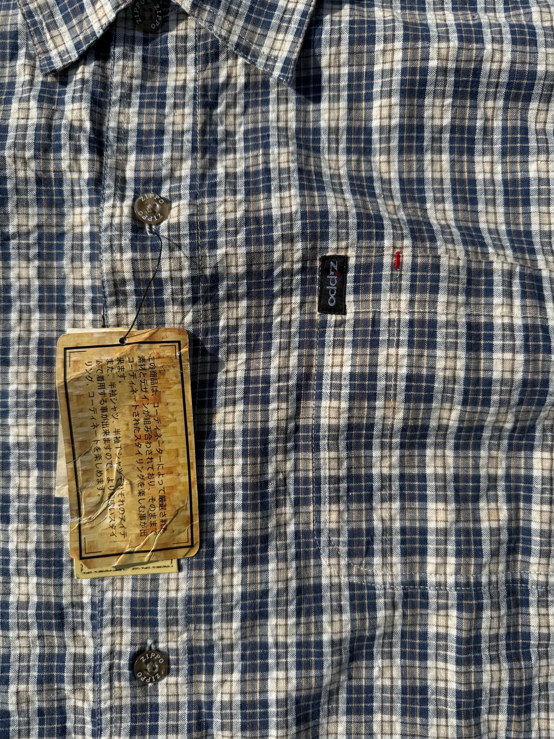 Zippo japan vintage 블루체크 빈티지 지포 반팔 셔츠 상품이미지3