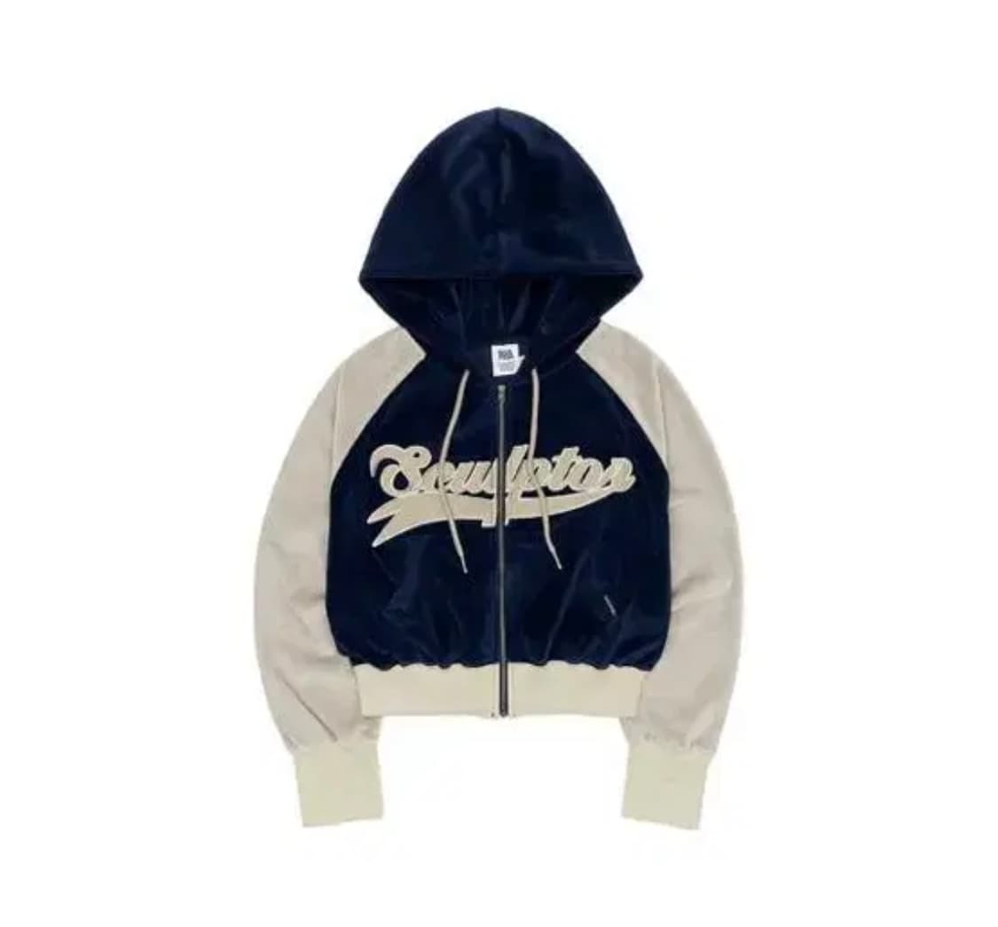 스컬프터 벨루어 트랙집업 후디 네이비그레이 상품이미지1