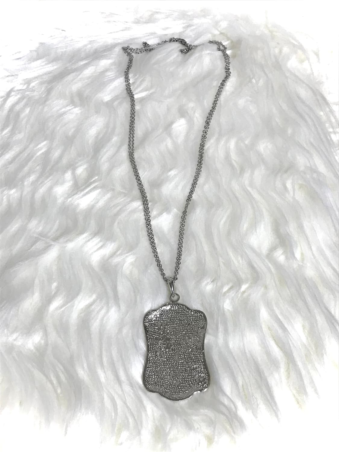 빈티지 모리걸 그린 롱 드롭 두줄 써지컬스틸 체인 목걸이 상품이미지3