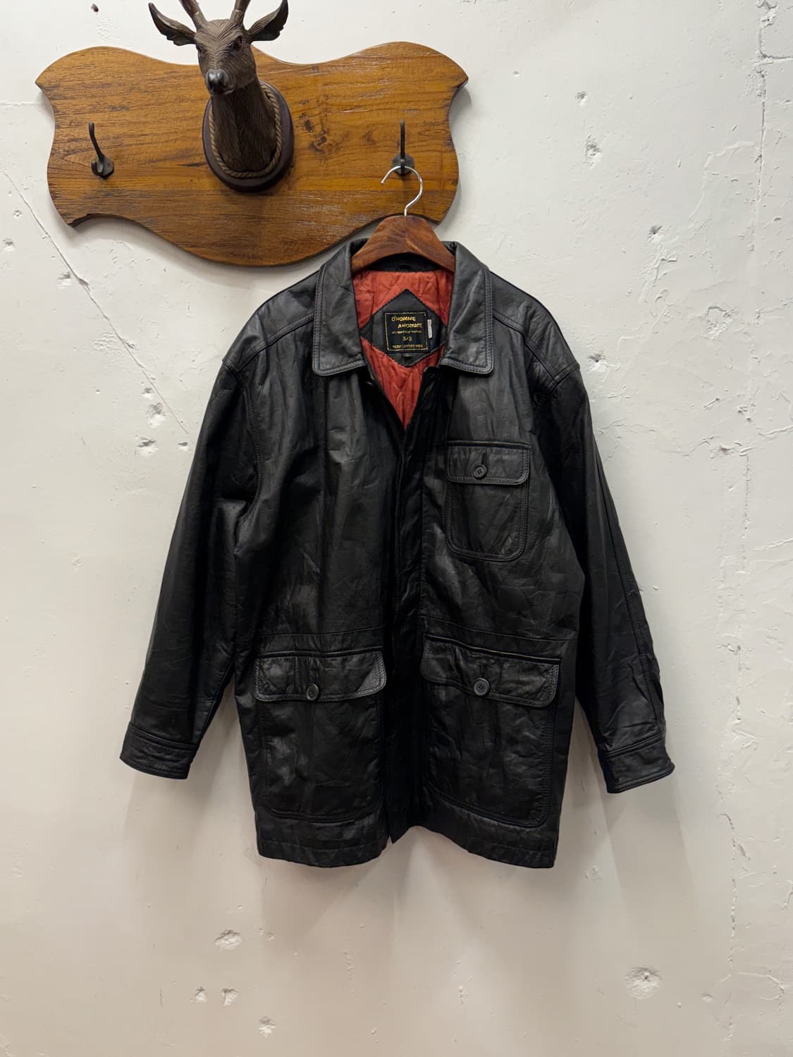 90s Cowhide Leather Car Coat 상품이미지3