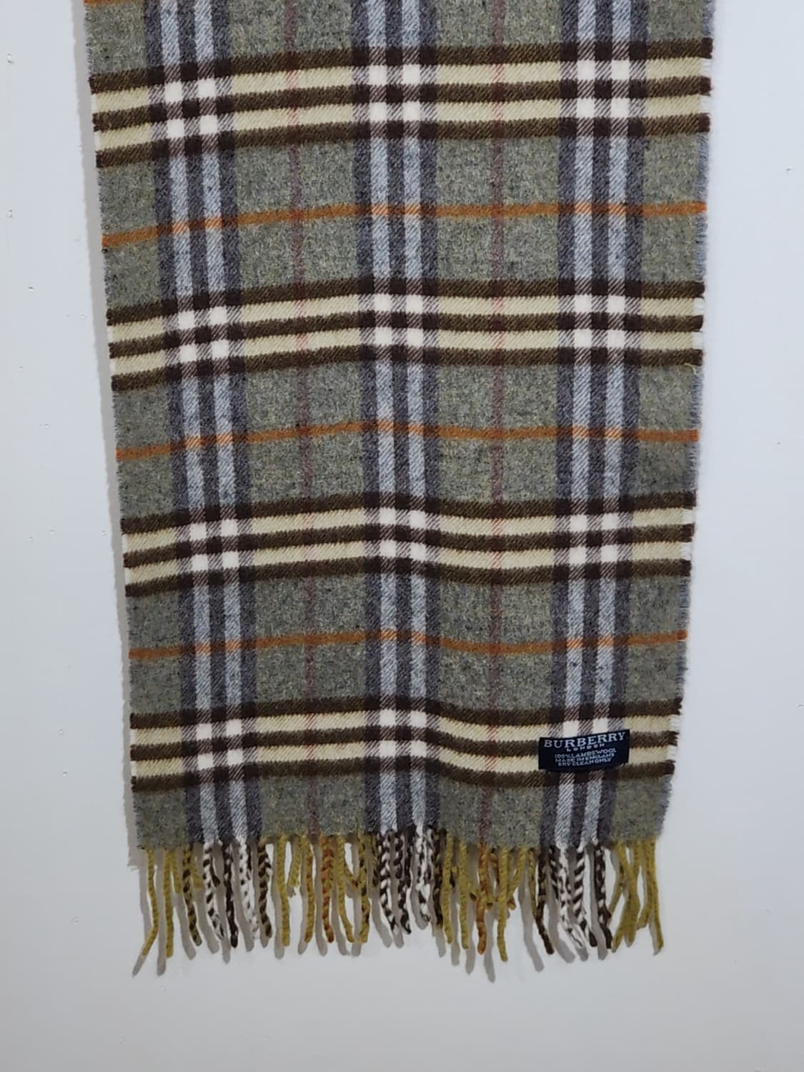(정품) 버버리 목도리 체크 머플러 카키 램스울 영국판  상품이미지4