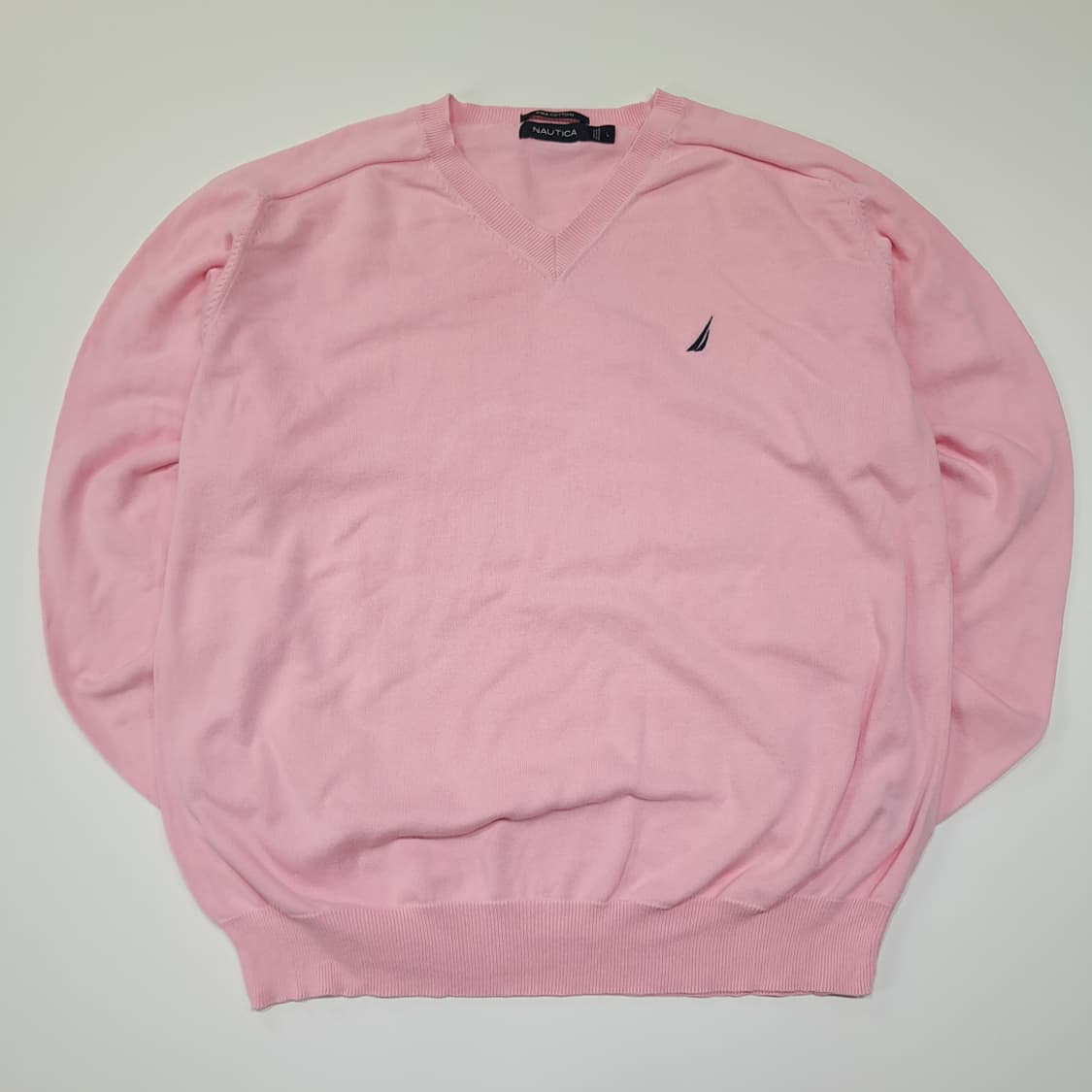 CL265 L 노티카 00s 말레이시아판 코튼 브이넥 핑크 니트 스웨터 상품이미지1