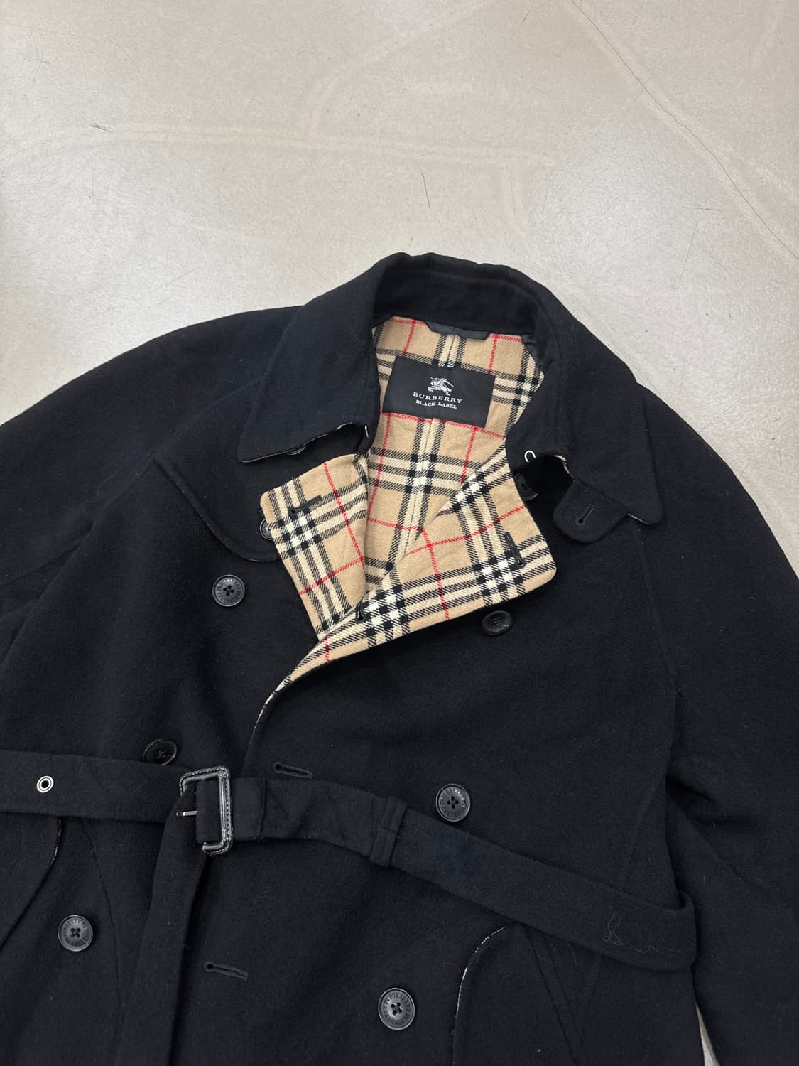 버버리 블랙 라벨 울 노바체크 코트 M 상품이미지3