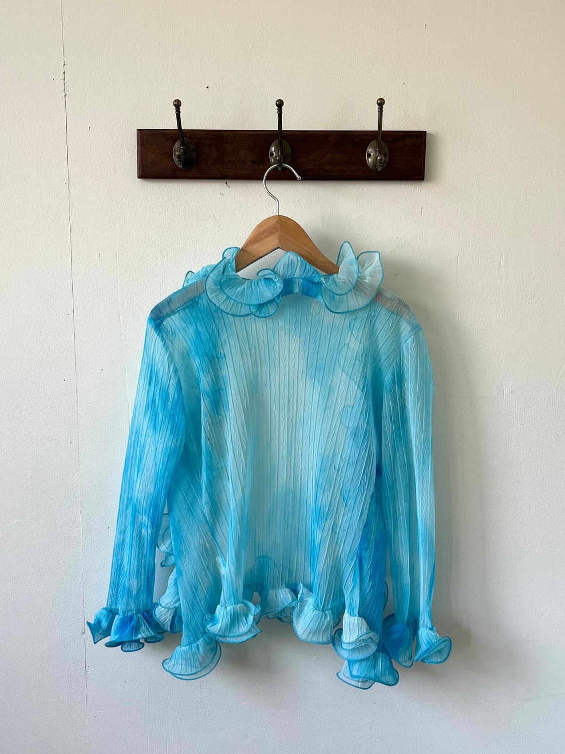 Japan vtg 러플 블라우스 가디건 상품이미지2