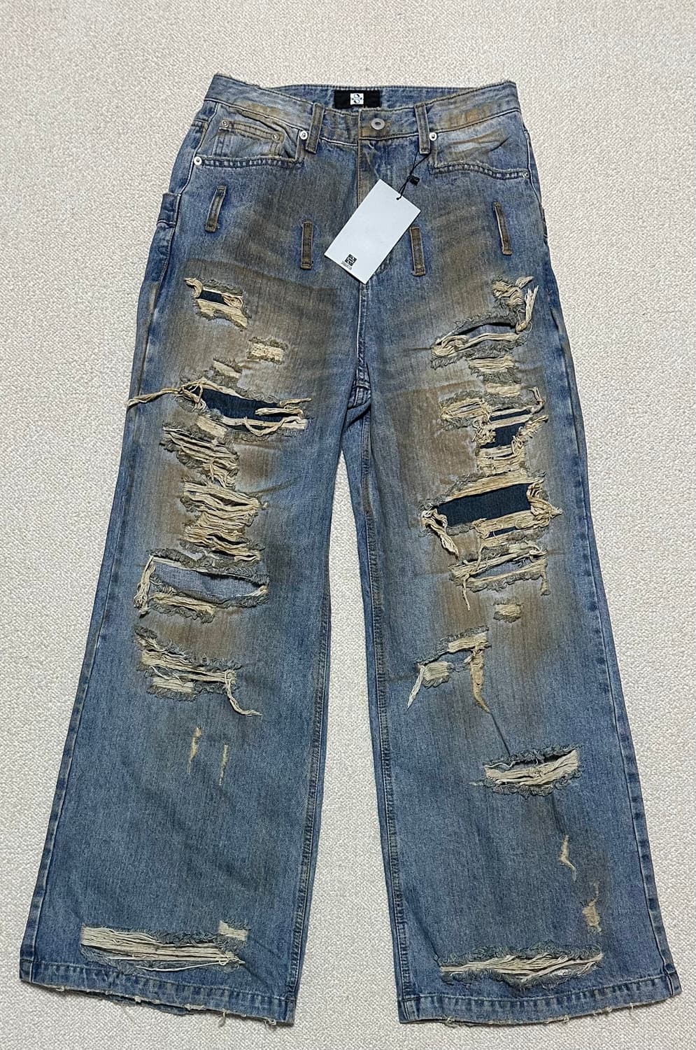 선데이오프클럽 데미지 웨이스트 디스트레스드 팬츠 상품이미지3