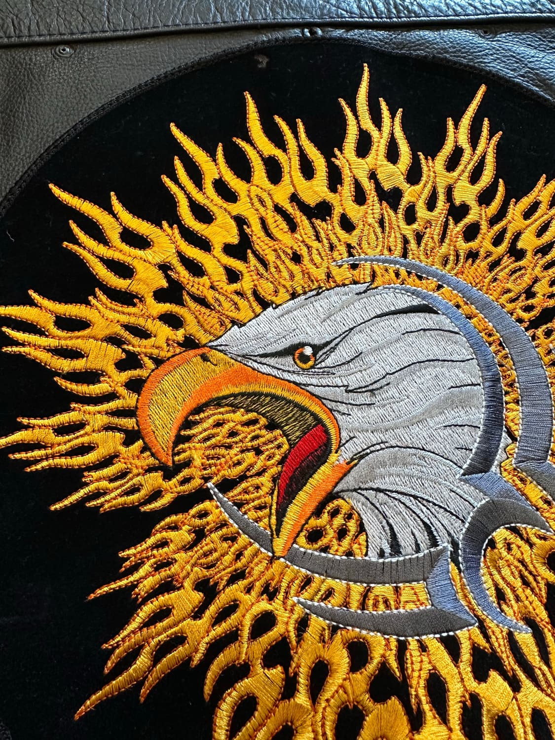 90s 할리데이비슨 "Flaming Eagle" 리얼 레더 베스트 상품이미지1