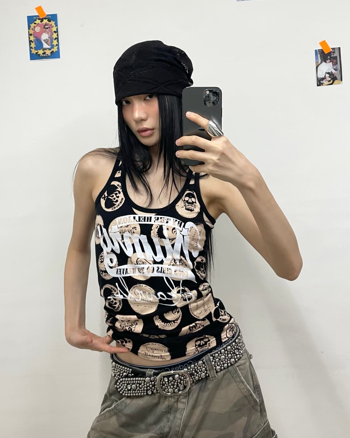 Skull circle punk sleeveless 상품이미지1
