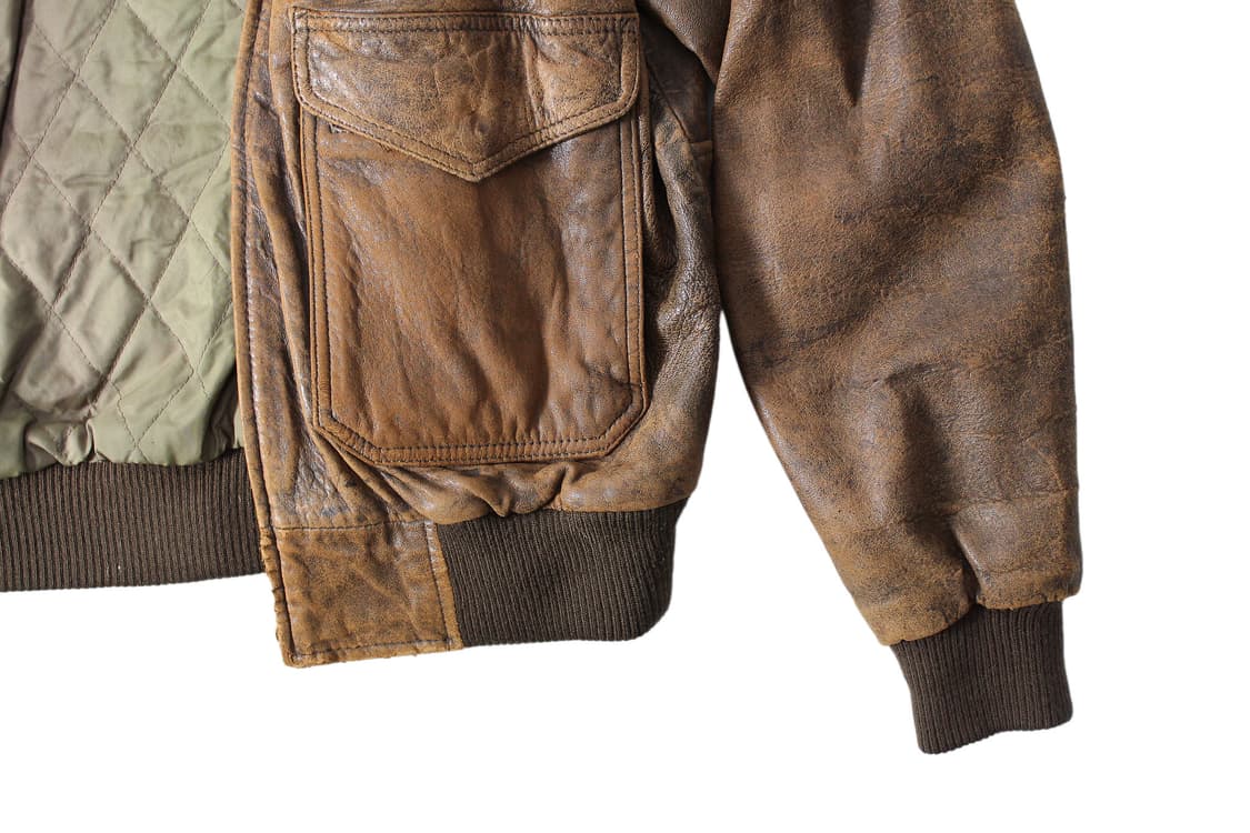 1990s USA 램스킨 레더 봄버 자켓 상품이미지4