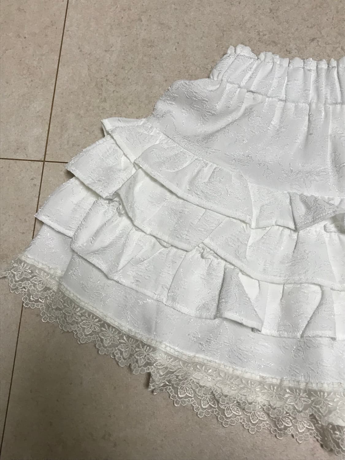 시이소 빈티지 캉캉 레이스 스커트 화이트 갸루 상품이미지2