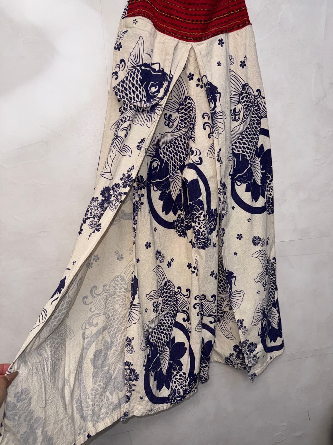 Ivory navy oriental graphic slit wide pt 상품이미지3