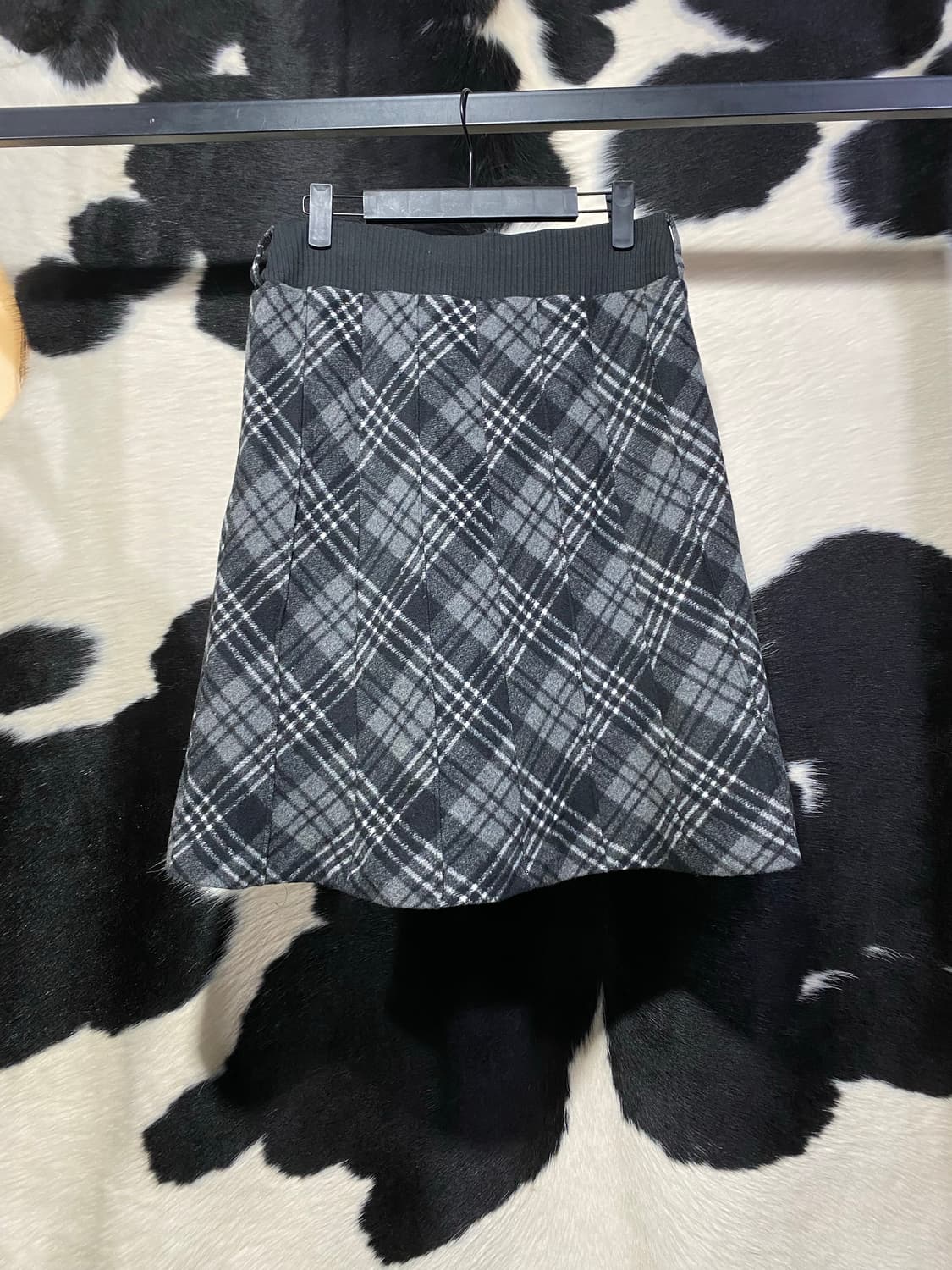 Japanese vtg 체크 울 미디스커트 상품이미지4