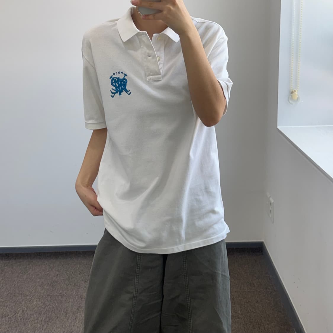 Polo 폴로 블루 로고 아이보리 카라 반팔티 상품이미지2