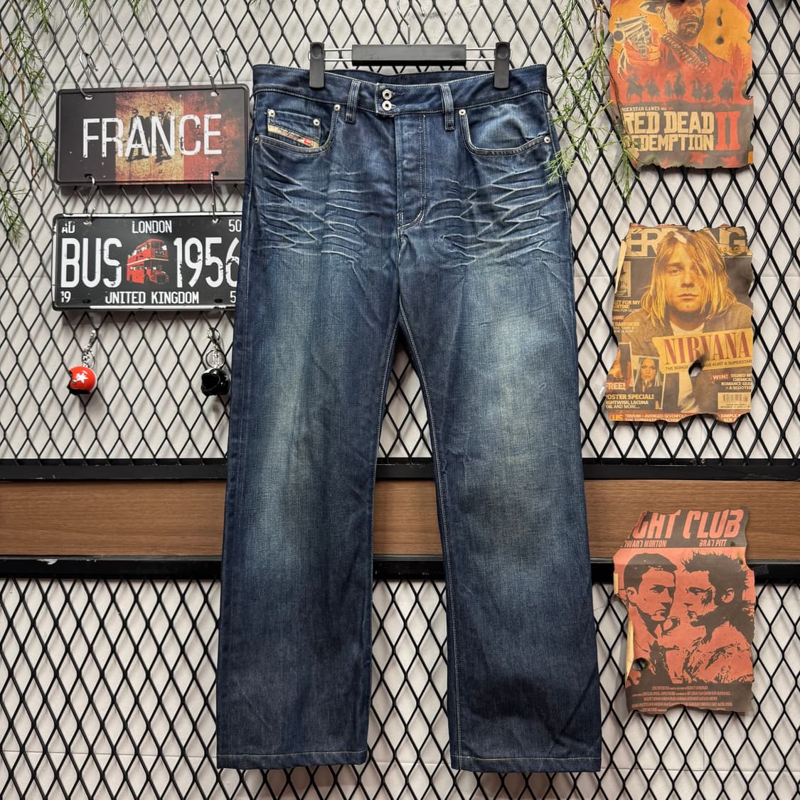 00s 디젤 인더스트리 데님 팬츠 전면 캣워싱 포인트 중청 상품이미지1