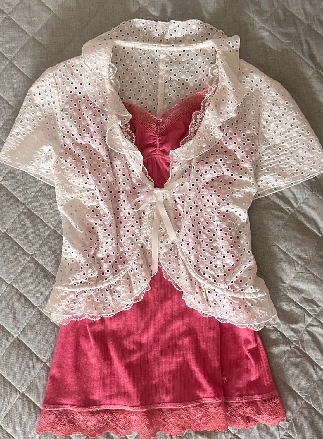 레이스 프릴 코튼 가디건 상품이미지2