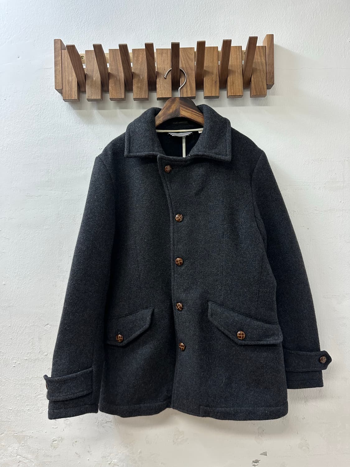 일본빈티지 울 더플 빵 단추 버튼 하프코트 상품이미지1