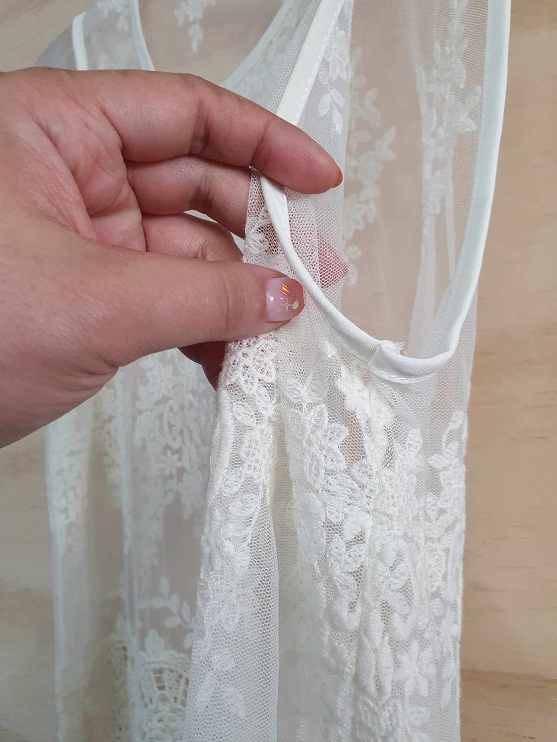 515) 시스루 레이스포인트 민소매티 상품이미지4