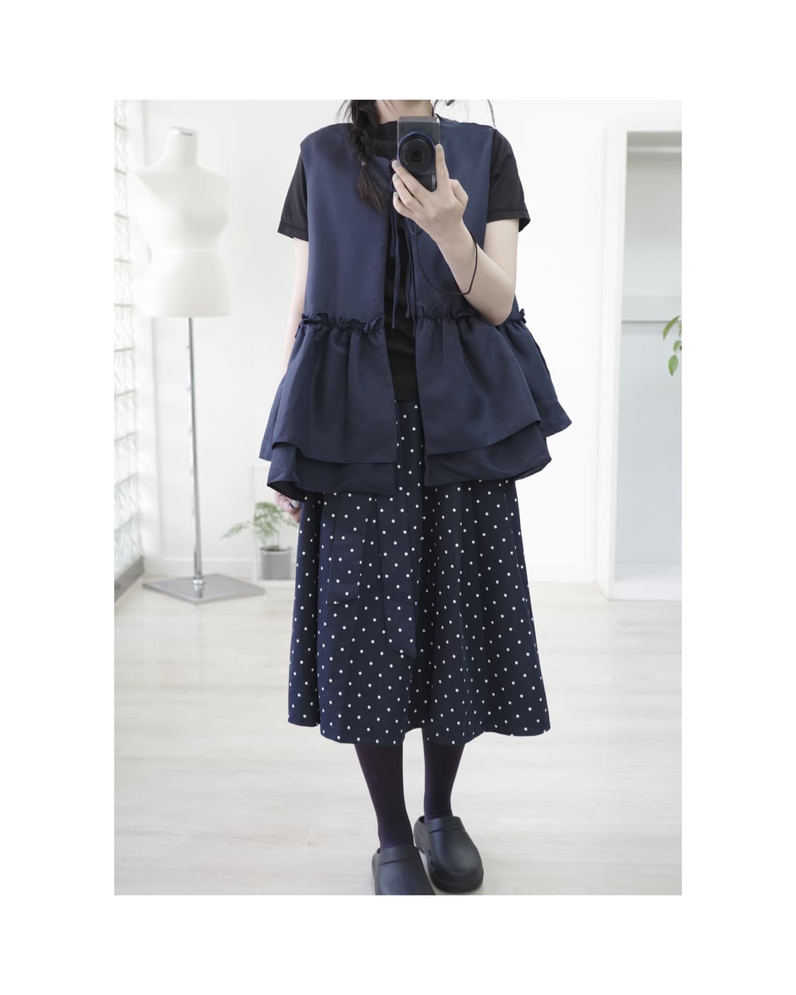  Dot navy skirt 상품이미지5