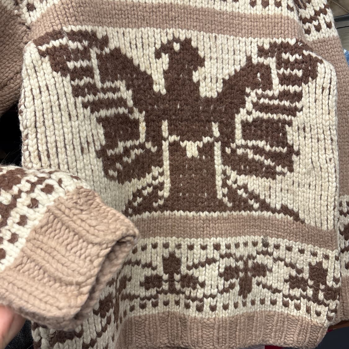 70s 오리지널 썬더버드 천둥새 네이티브 헤비 코위찬 스웨터 N94 상품이미지4