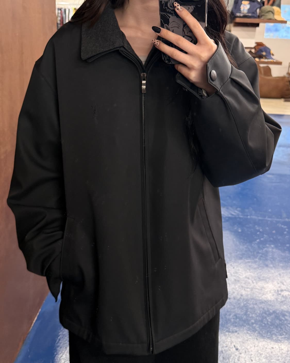 YSL 입생로랑 레이어드 블랙 폴리 자켓 상품이미지1