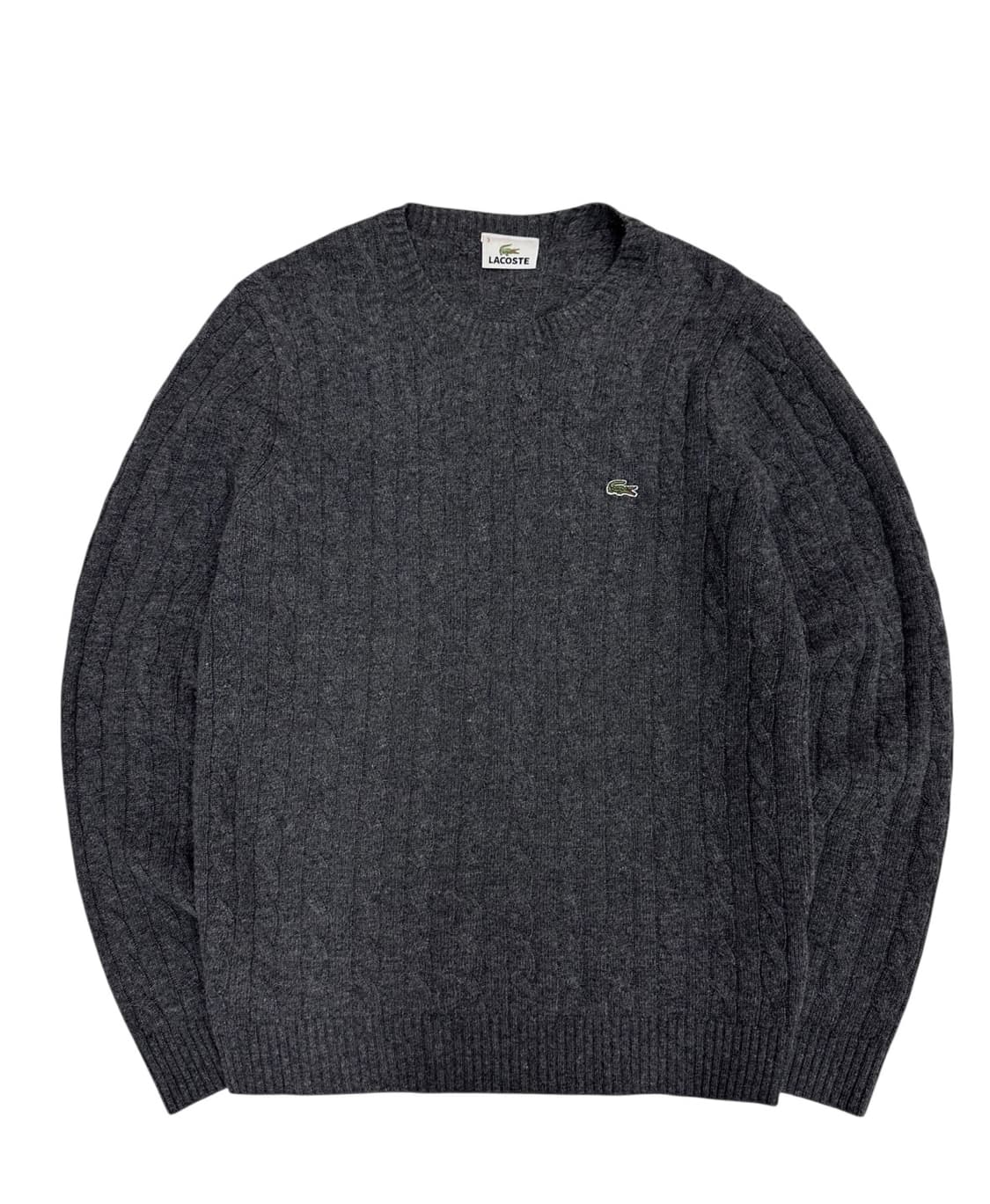 라코스테 울100% 꽈배기 니트 차콜 (3,M) 상품이미지1