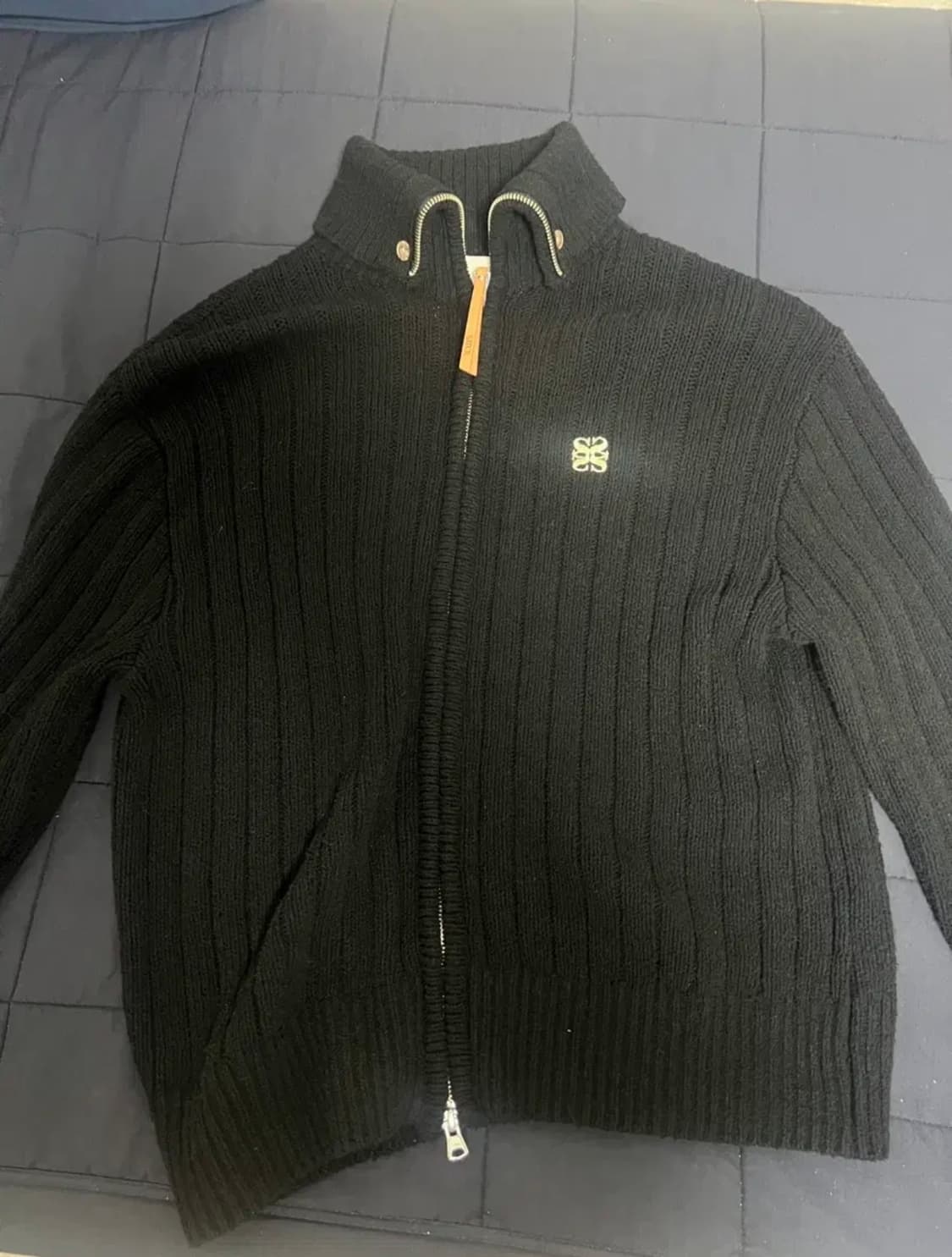 (M)세터 블랙 니트집업 상품이미지2