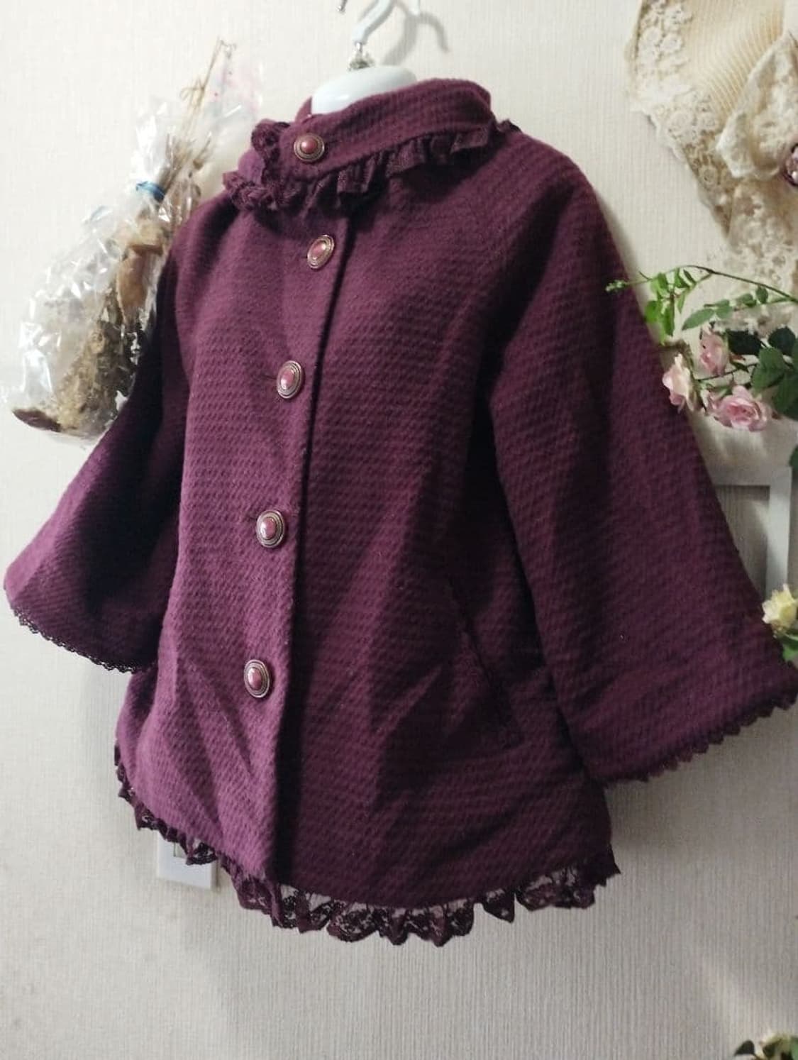 구해요) 엑시즈팜 숏코트 버건디 상품이미지1