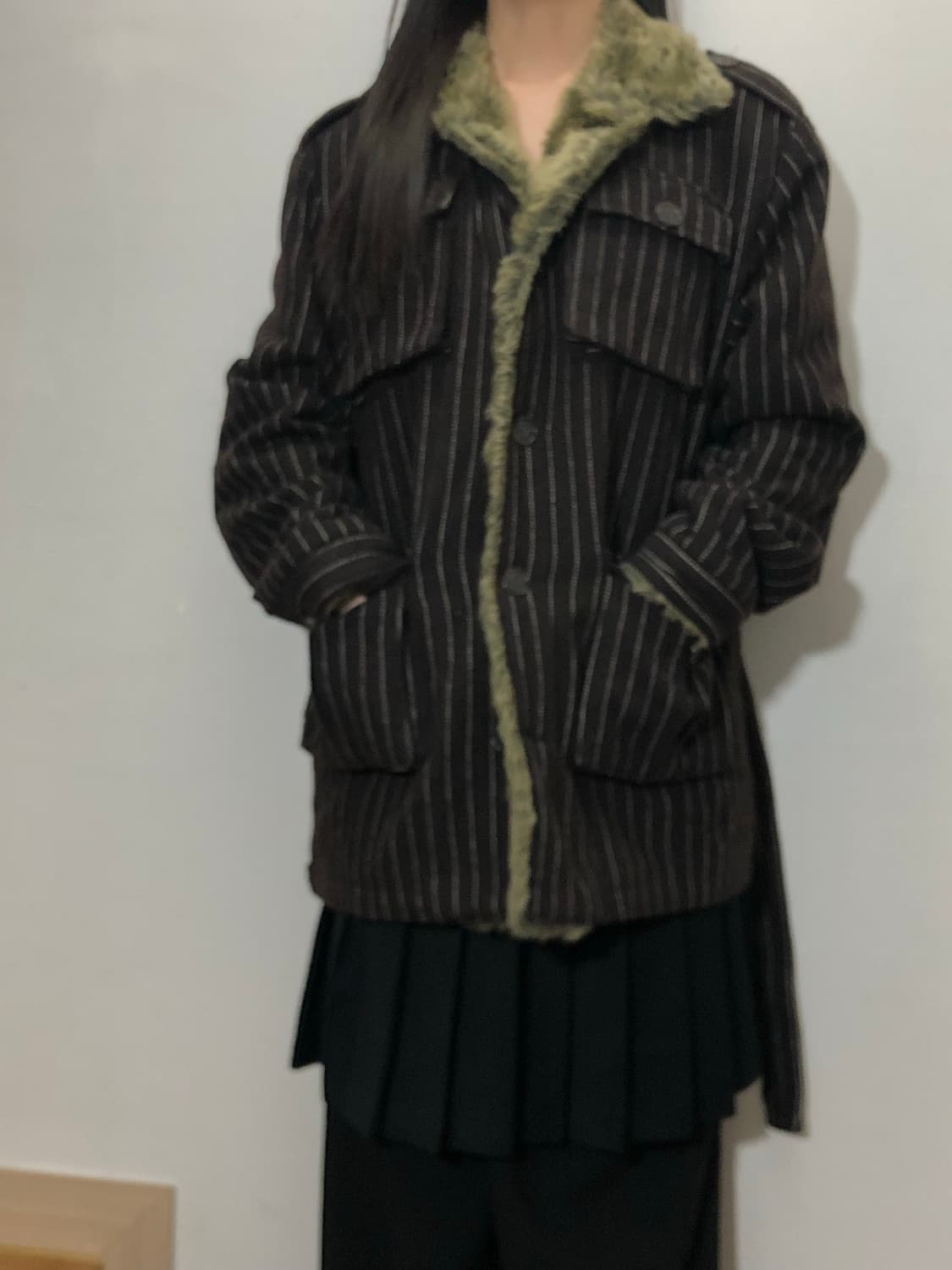 빈티지 브라운 스트라이프 울 자켓 상품이미지9