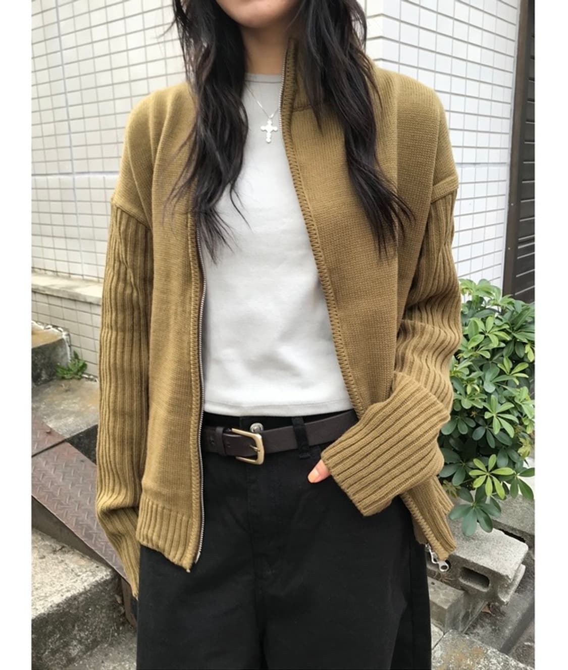 슬래시 풀 니트집업 블랙 상품이미지4