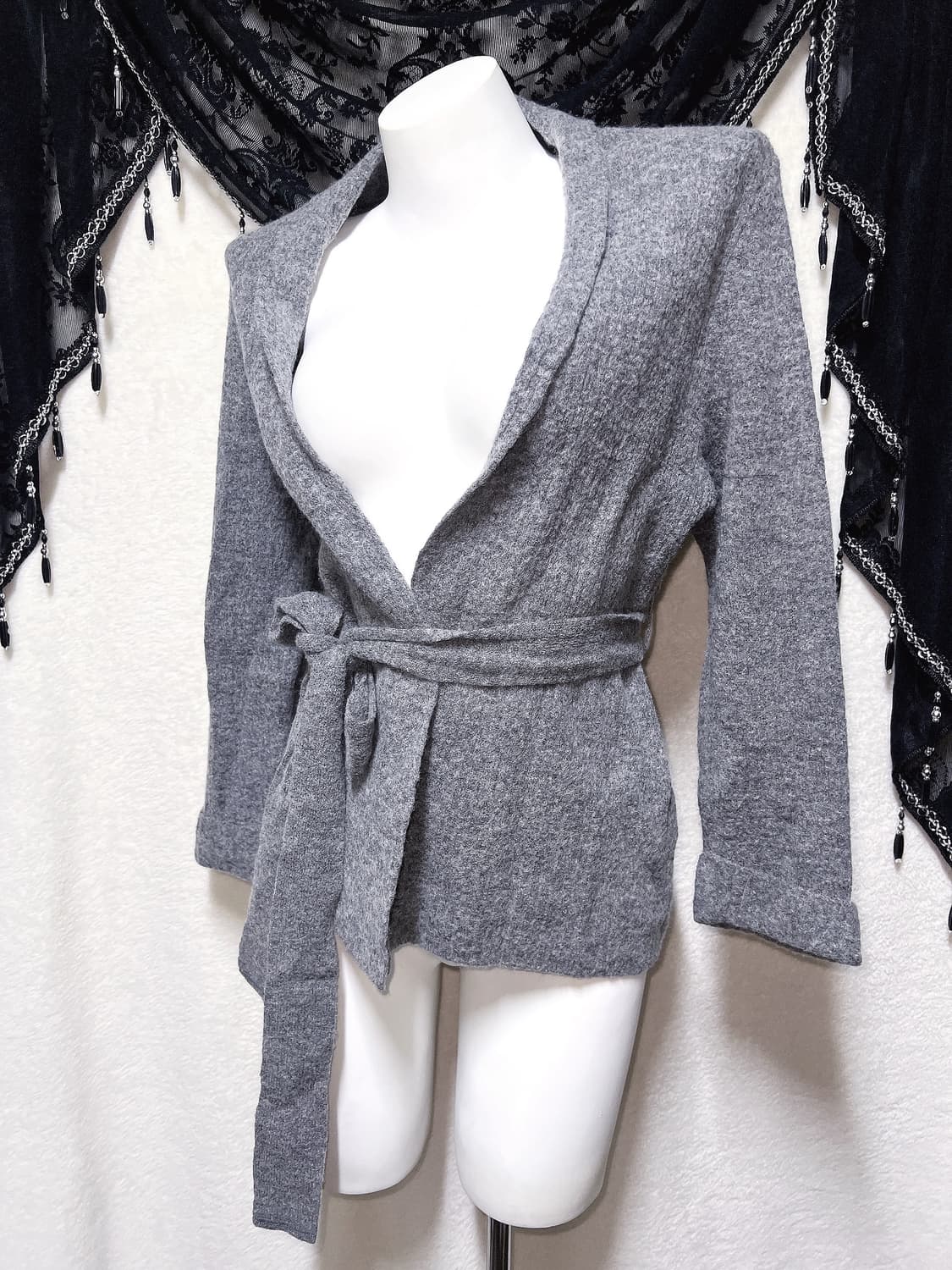 오리엔탈 윈터페어리 그런지 그레이 벨트 니트가디건 로브 갸루 펑크 핀터 상품이미지4