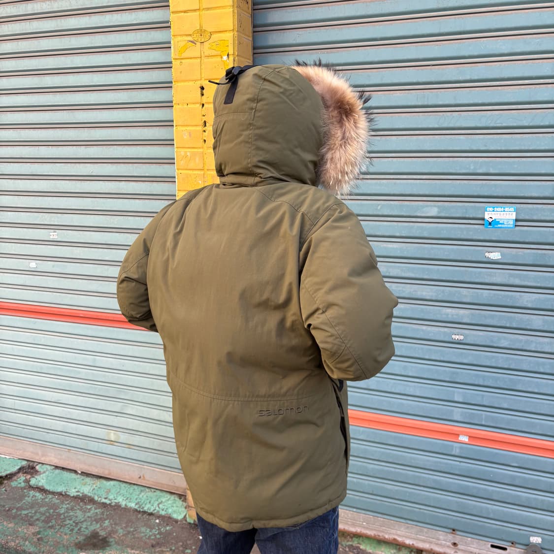 살로몬 라쿤퍼(탈부착) 후드 올리브 푸퍼 자켓 상품이미지3