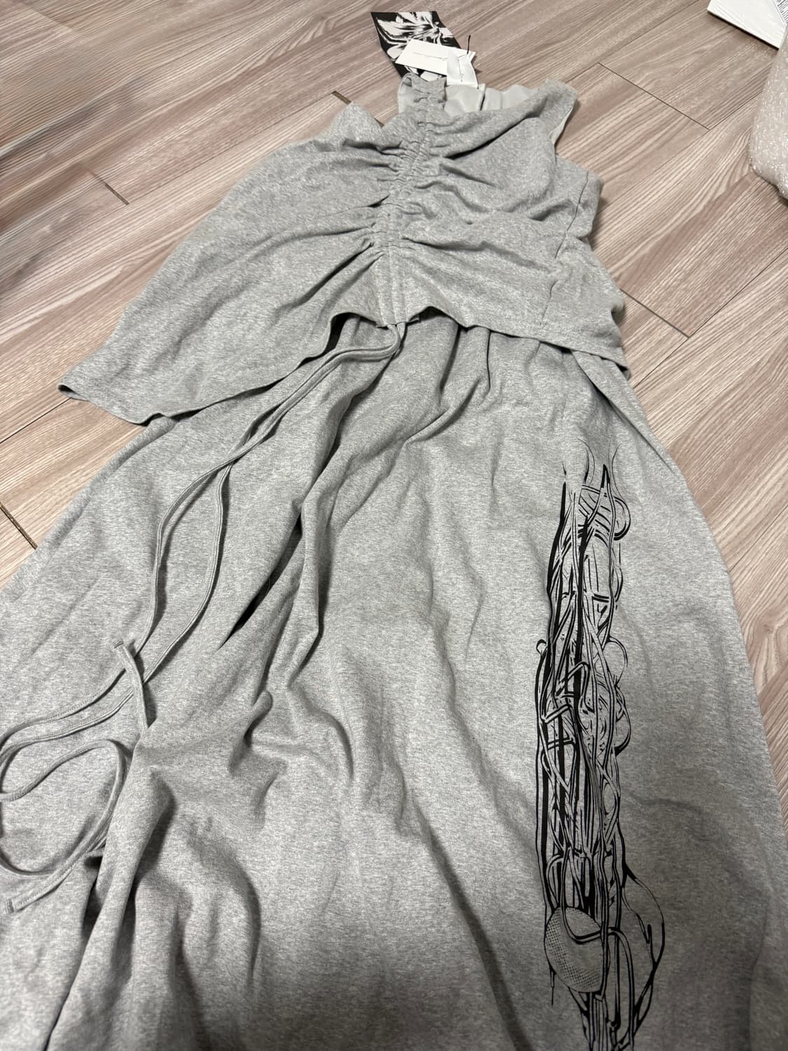 나체 스웨트 셔링 슬리브리스 원피스 그레이 상품이미지2