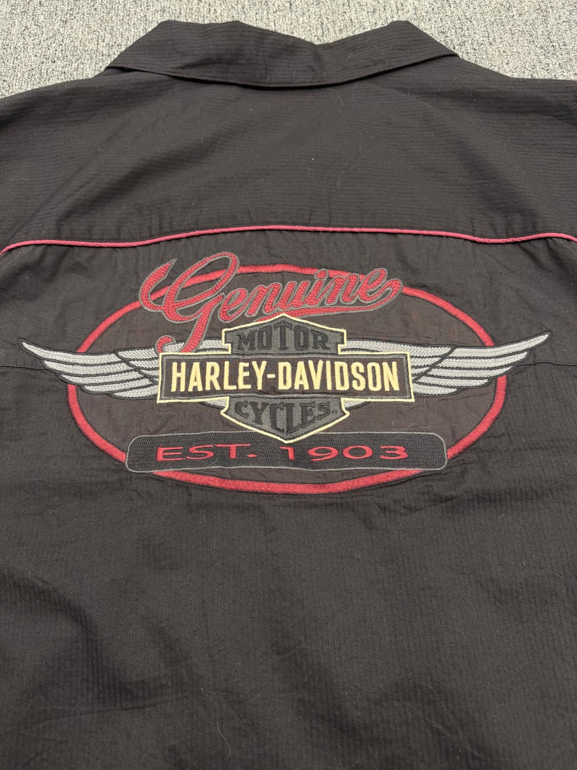 XL) 할리데이비슨 빈티지 후면 로고 자수 반팔셔츠 상품이미지3